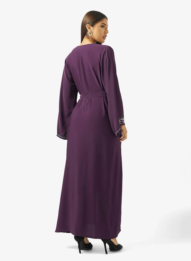 hayas closet Embellished Belted Jalabiya